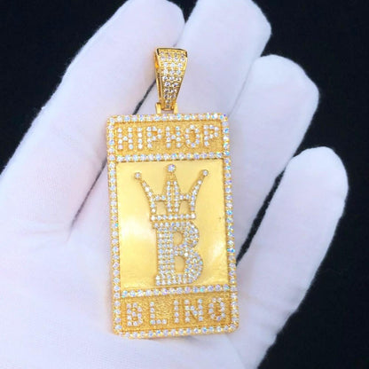 Hip Hop Bling Logo Block Pendant