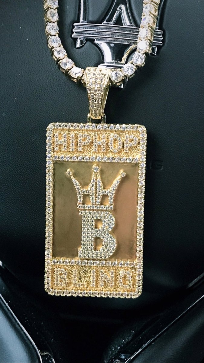 Hip Hop Bling Logo Block Pendant