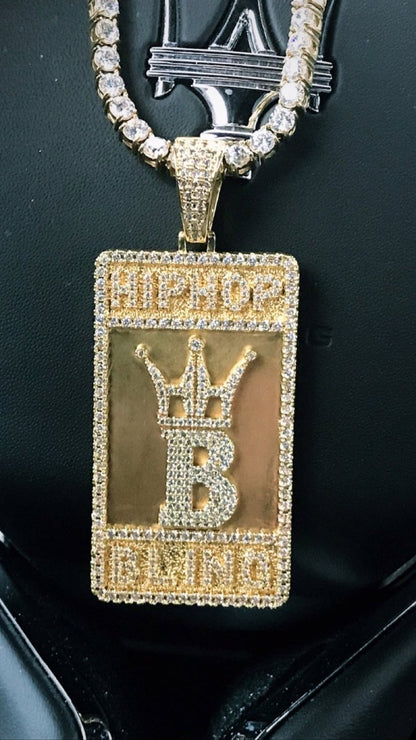 Hip Hop Bling Logo Block Pendant