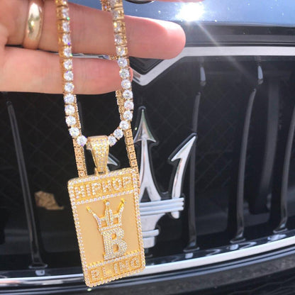 Hip Hop Bling Logo Block Pendant