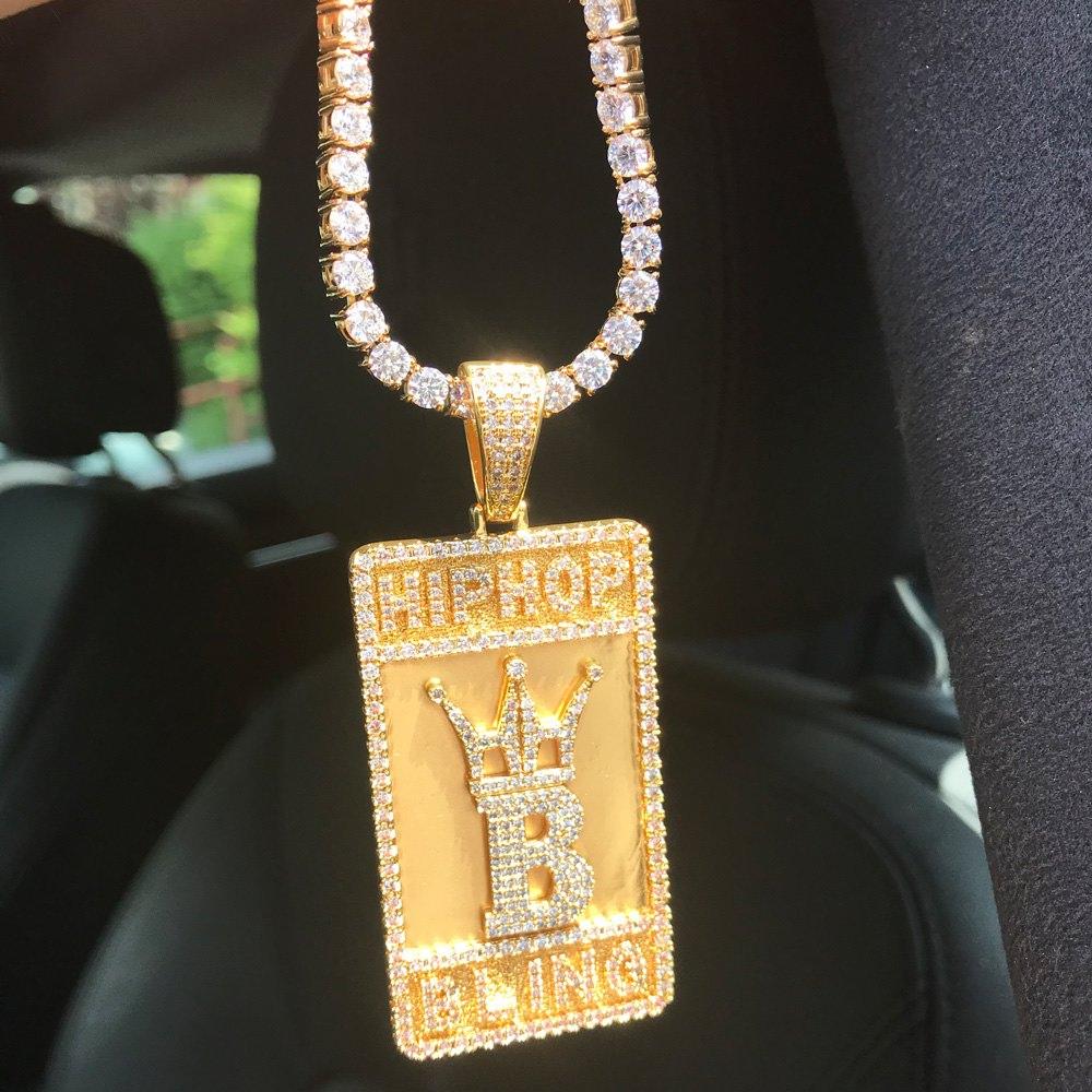 Hip Hop Bling Logo Block Pendant