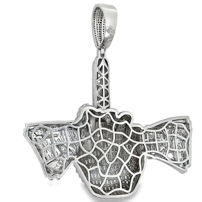 Holding Money Middle Finger Baguette CZ Hip Hop Iced Out Pendant