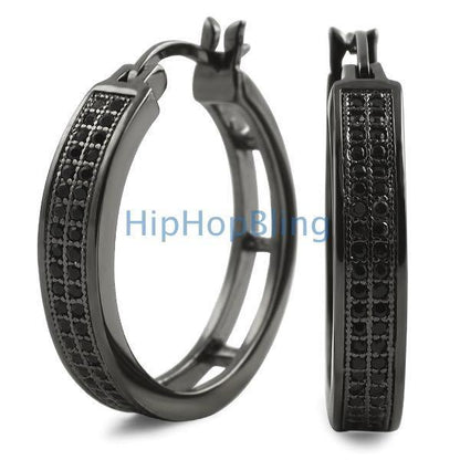 Hoops 2 Row CZ Micro Pave Earrings