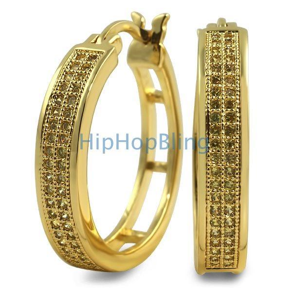 Hoops 2 Row CZ Micro Pave Earrings