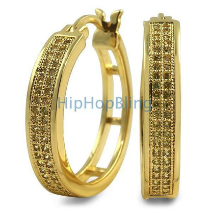 Hoops 2 Row CZ Micro Pave Earrings