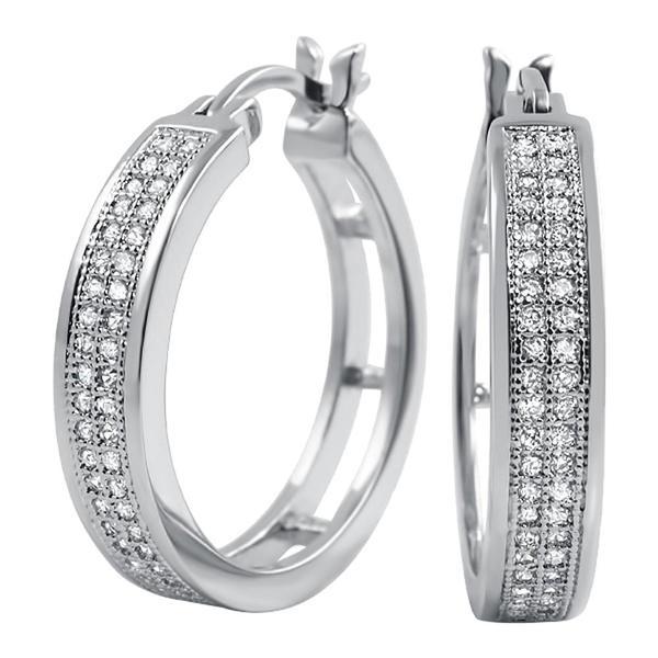 Hoops 2 Row CZ Micro Pave Earrings