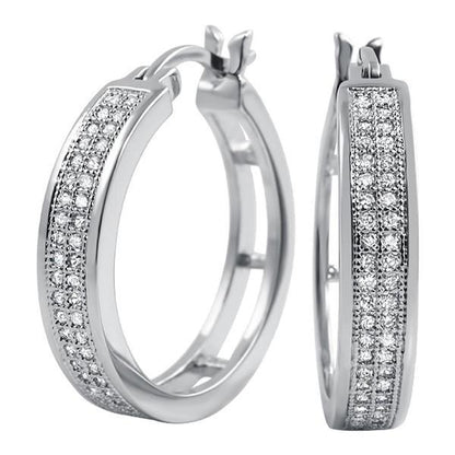 Hoops 2 Row CZ Micro Pave Earrings