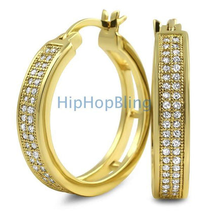 Hoops 2 Row CZ Micro Pave Earrings
