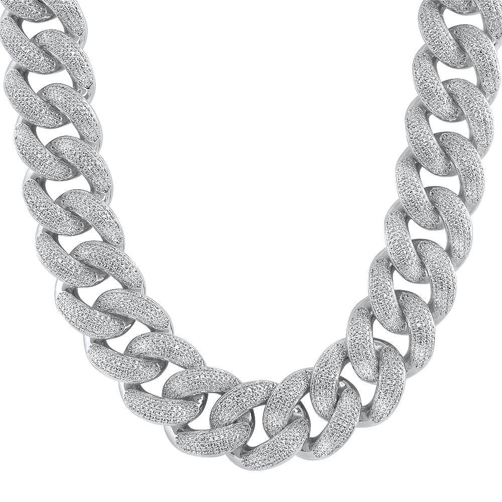 HUGE 24MM 3D Cuban Bling Bling Chain White/Yellow Gold