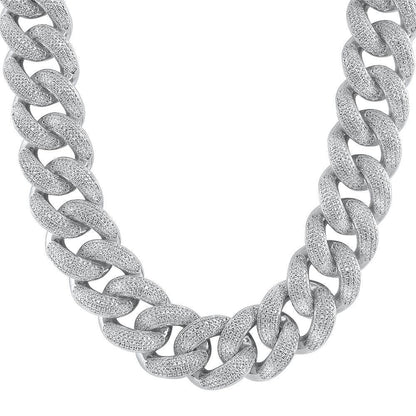HUGE 24MM 3D Cuban Bling Bling Chain White/Yellow Gold