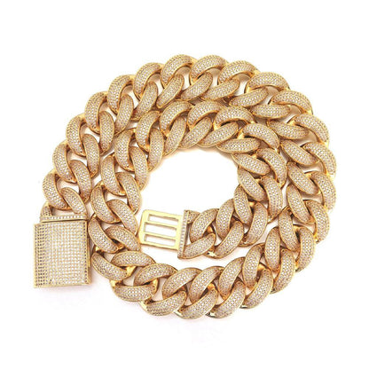 HUGE 24MM 3D Cuban Bling Bling Chain White/Yellow Gold