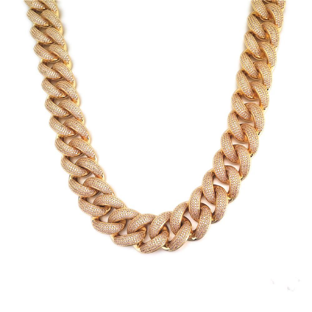 HUGE 24MM 3D Cuban Bling Bling Chain White/Yellow Gold