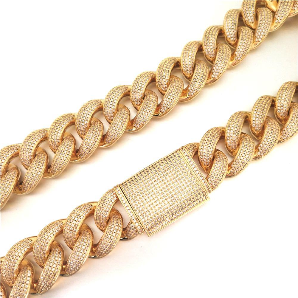 HUGE 24MM 3D Cuban Bling Bling Chain White/Yellow Gold