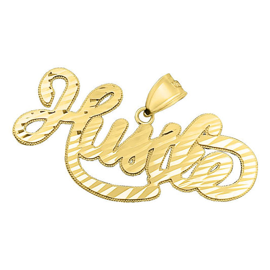 HUSTLE Cursive DC 10K Yellow Gold Pendant