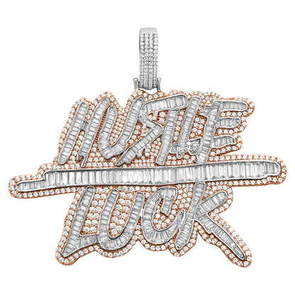 Hustle Luck Baguette VVS CZ Hip Hop Iced Out Pendant