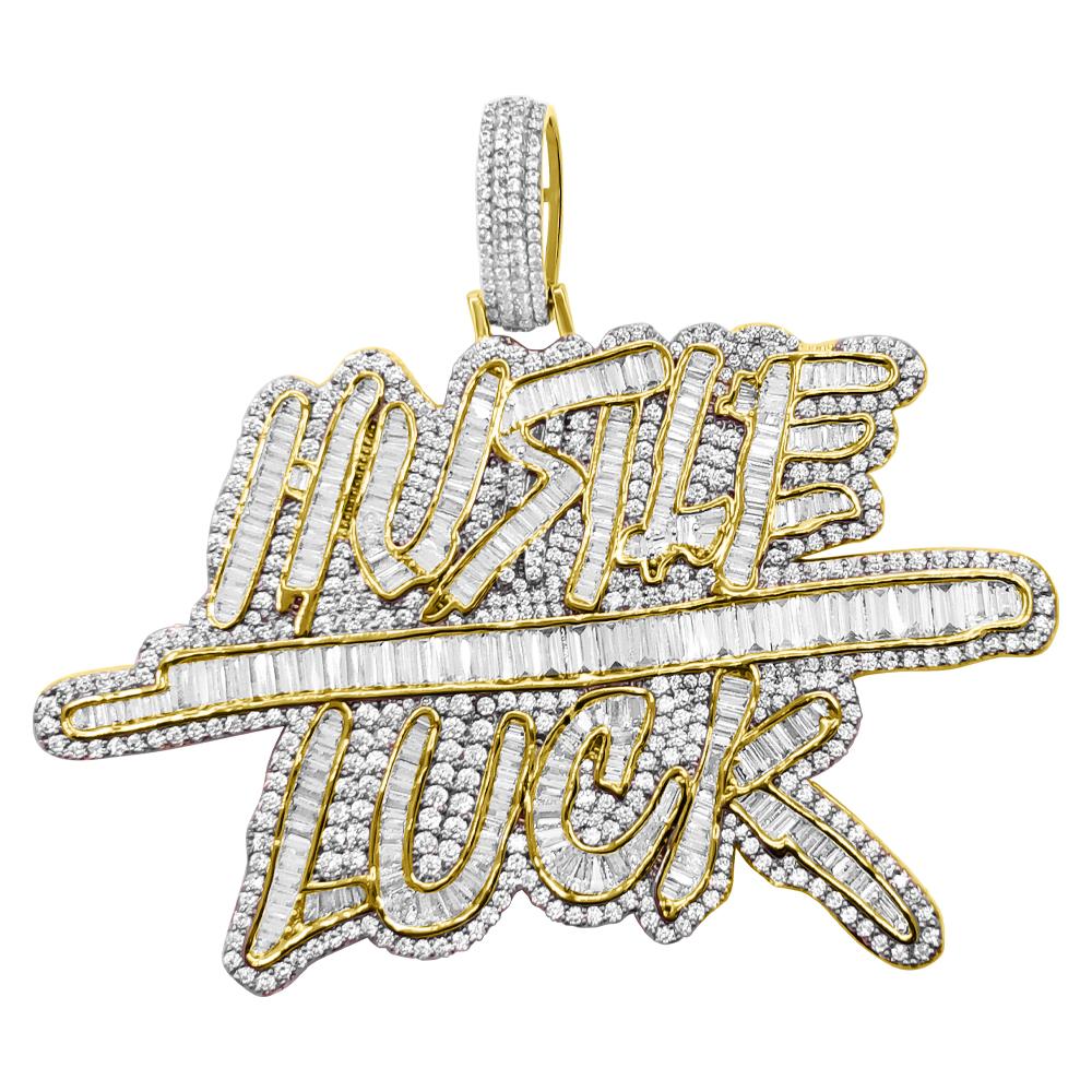 Hustle Luck Baguette VVS CZ Hip Hop Iced Out Pendant