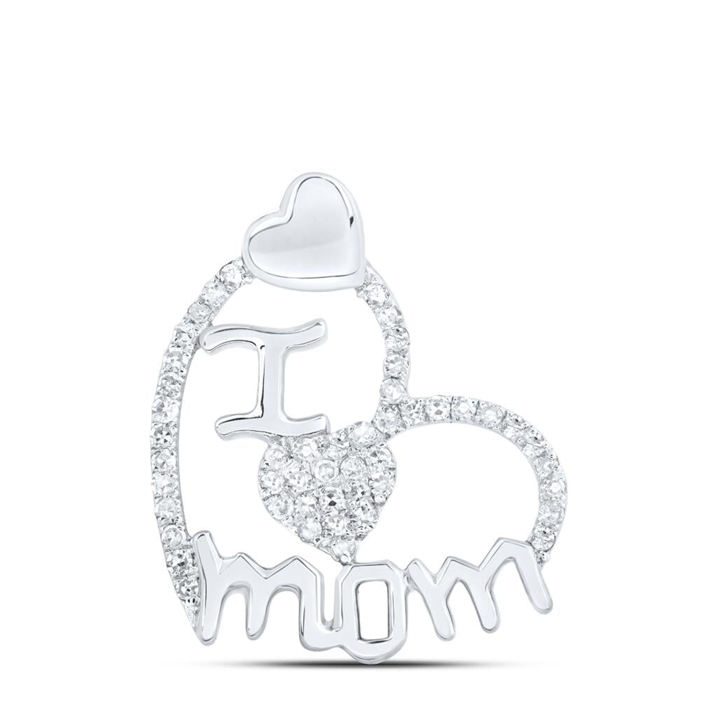 I Love Mom Hearts .25cttw Diamond Pendant 10K Gold