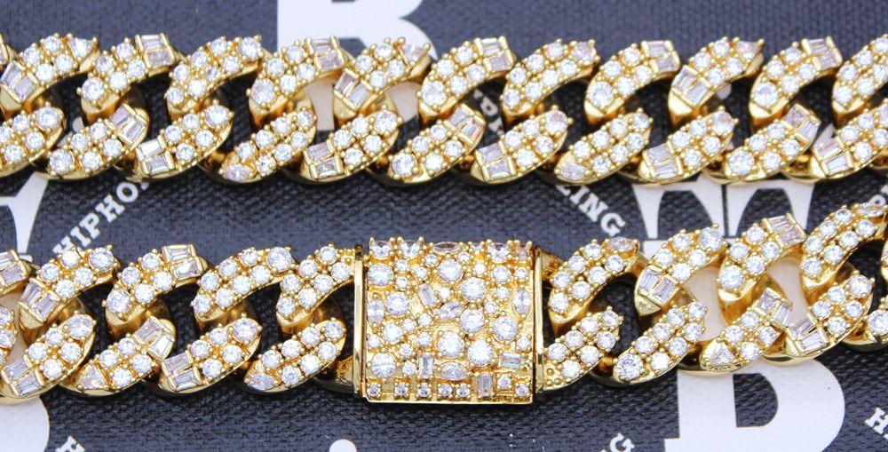 Ice Medley Cuban Bling Bling Chain 20MM  White / Yellow Gold