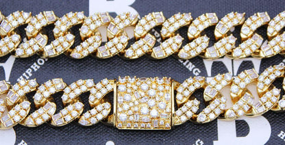 Ice Medley Cuban Bling Bling Chain 20MM  White / Yellow Gold