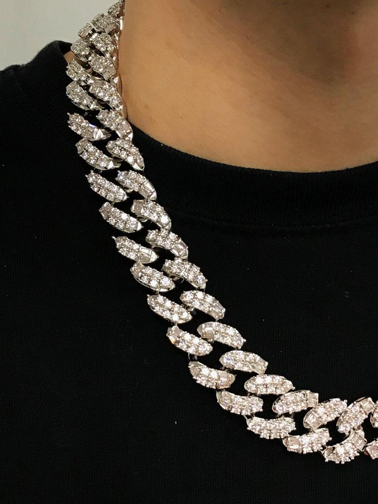 Ice Medley Cuban Bling Bling Chain 20MM  White / Yellow Gold