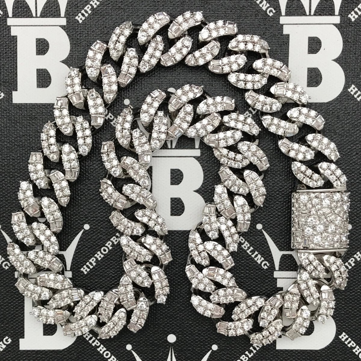 Ice Medley Cuban Bling Bling Chain 20MM  White / Yellow Gold