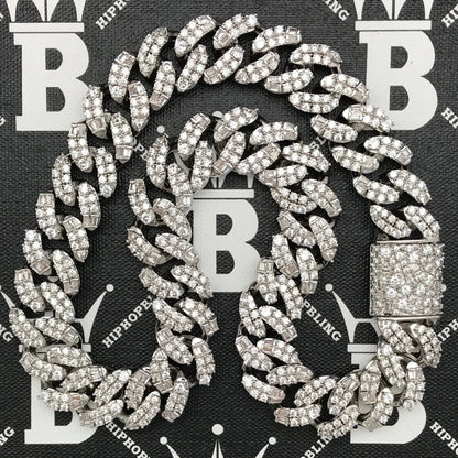 Ice Medley Cuban Bling Bling Chain 20MM  White / Yellow Gold