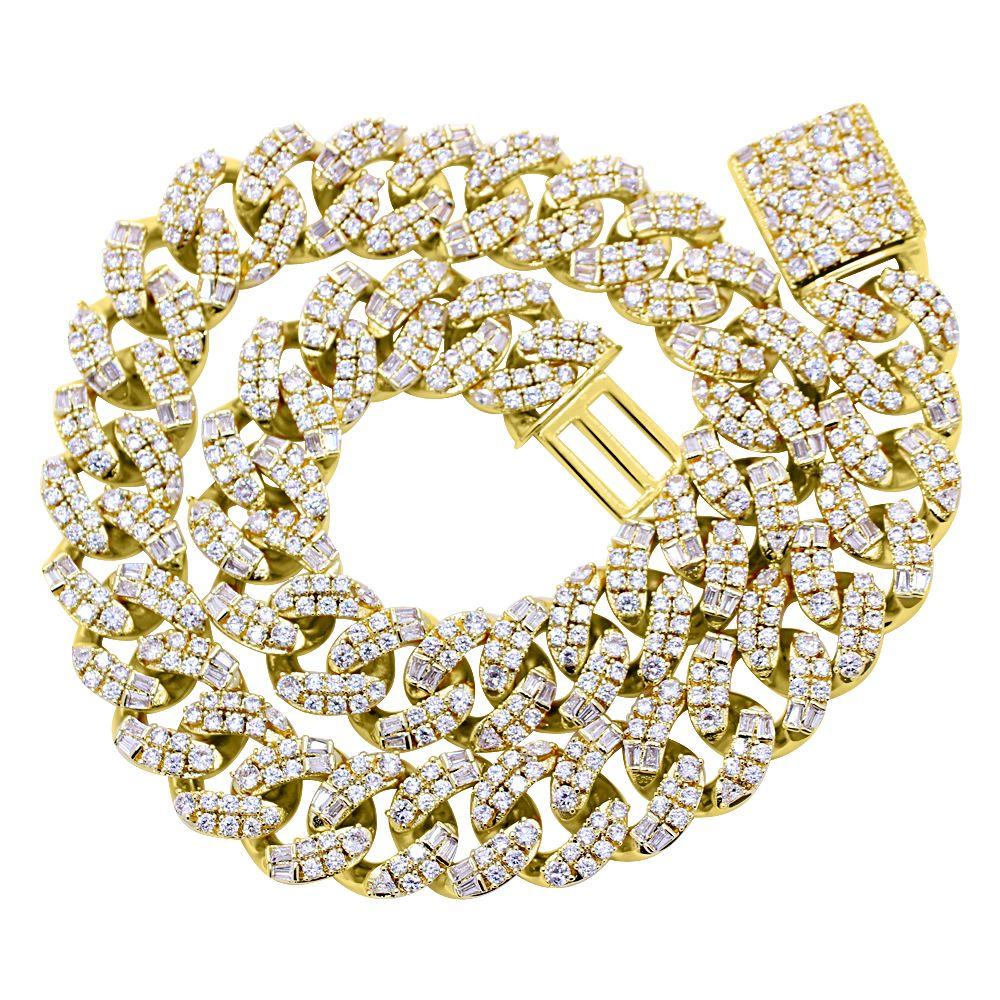 Ice Medley Cuban Bling Bling Chain 20MM  White / Yellow Gold