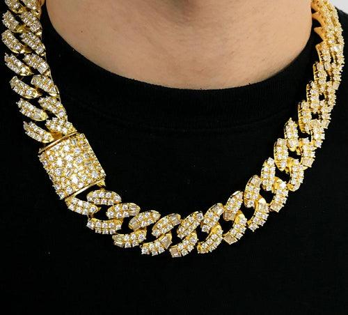 Ice Medley Cuban Bling Bling Chain 20MM  White / Yellow Gold