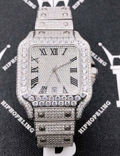 Iced Out Baller Square CZ Steel Bust Down Watch