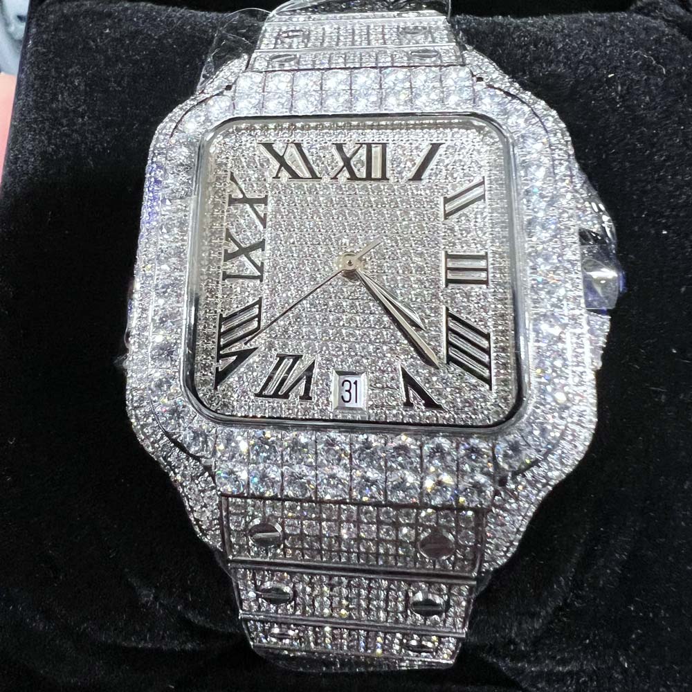 Iced Out Baller Square CZ Steel Bust Down Watch