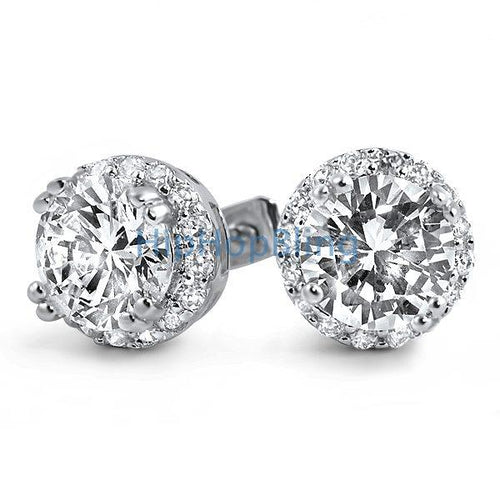 Iced Out Border Solitaire CZ Bling Bling Earrings