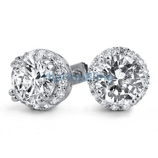 Iced Out Border Solitaire CZ Bling Bling Earrings