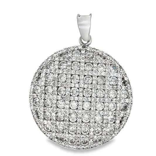 Iced Out Circle CZ Pendant .925 Sterling Silver