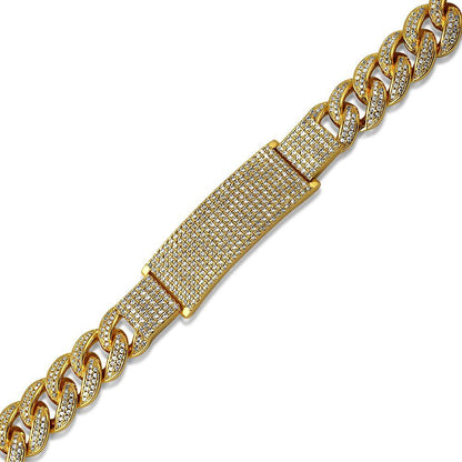 ID Cuban Bracelet Micro Pave Bling Gold Bracelet