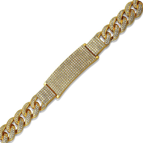 ID Cuban Bracelet Micro Pave Bling Gold Bracelet