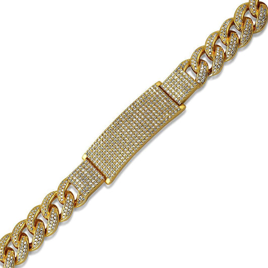 ID Cuban Bracelet Micro Pave Bling Gold Bracelet