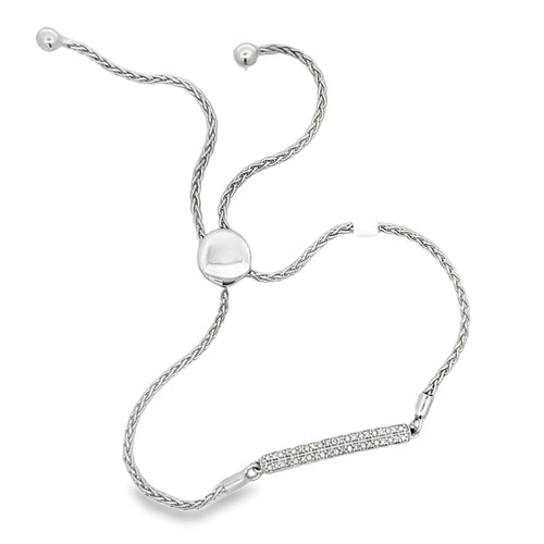 ID Link .10cttw Diamond Bolo Bracelet .925 Sterling Silver