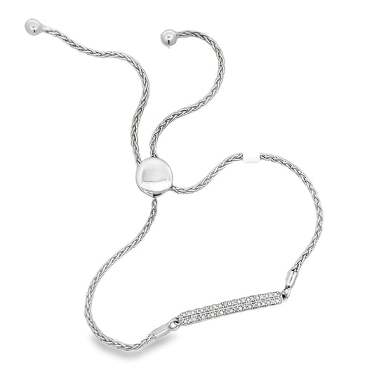 ID Link .10cttw Diamond Bolo Bracelet .925 Sterling Silver