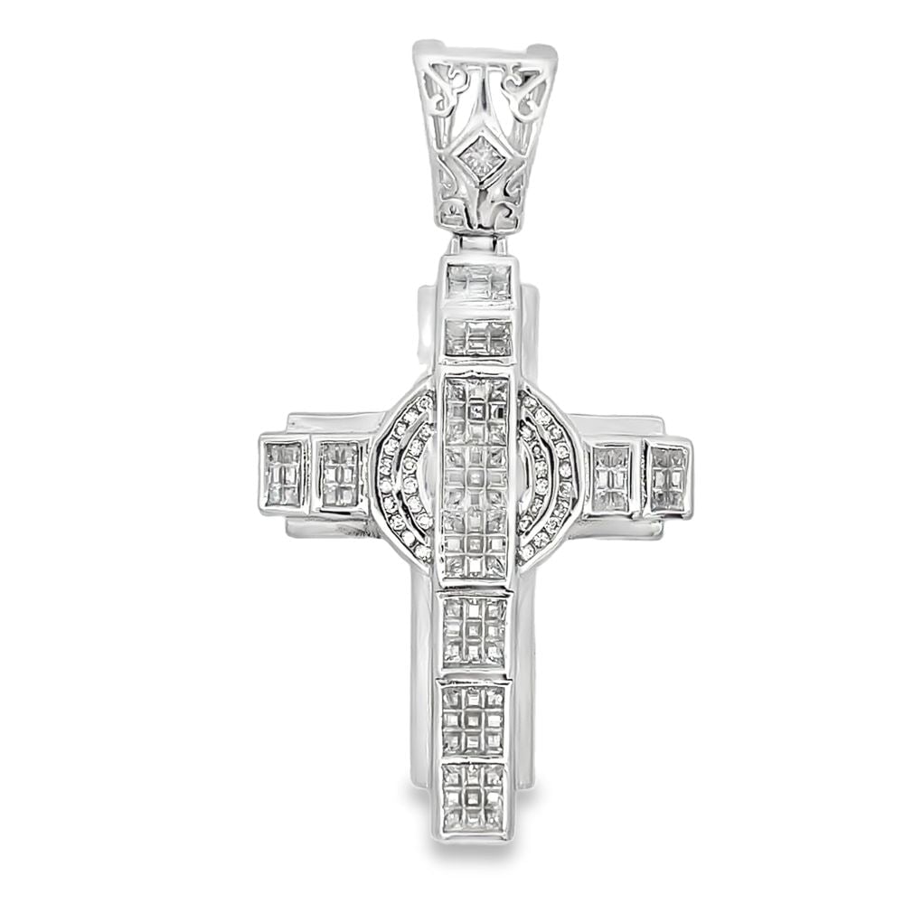 Imperial Baguette Cross CZ Iced Out Pendant