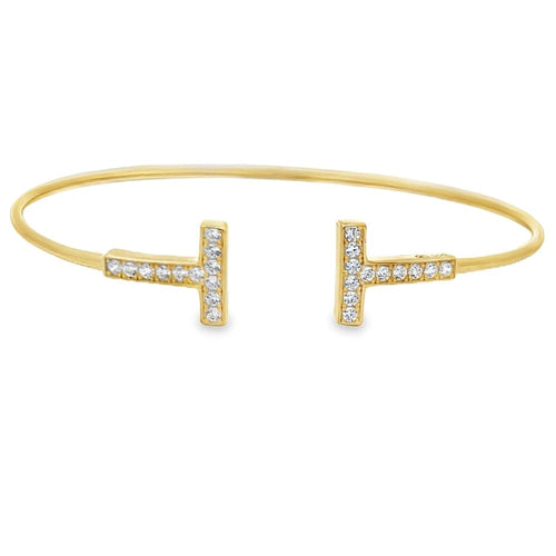 Initial T CZ Bracelet .925 Sterling Silver