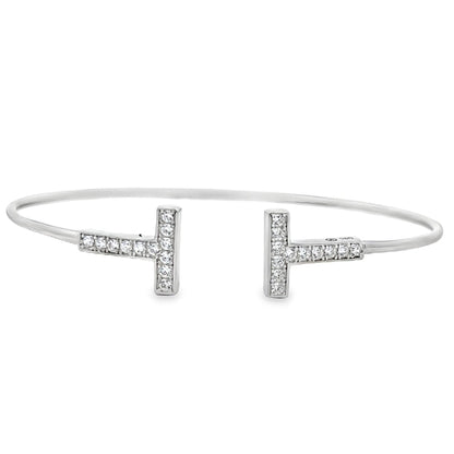 Initial T CZ Bracelet .925 Sterling Silver