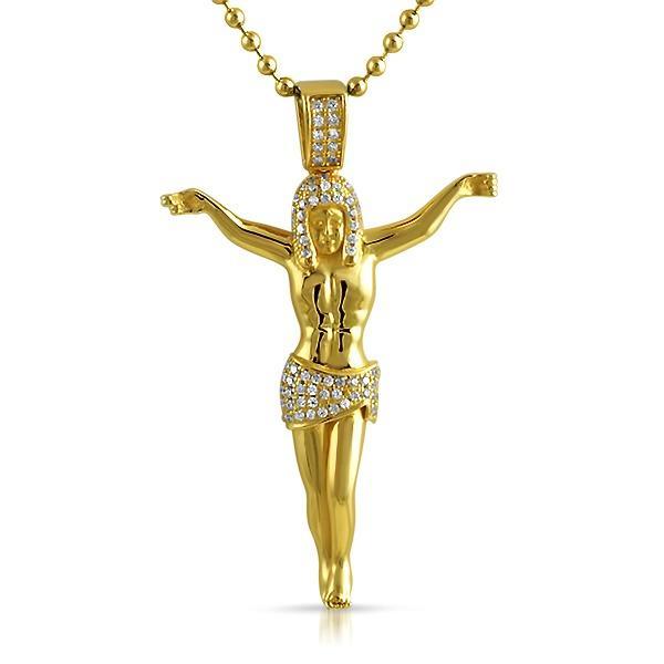 Jesus Crucifix .925 Sterling Silver CZ Pendant