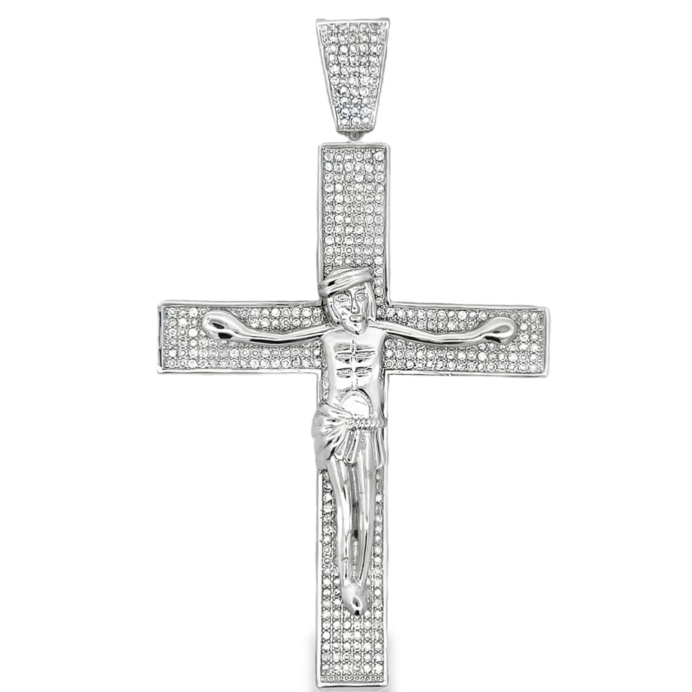 Jesus Crucifix Cross CZ Iced Out Pendant