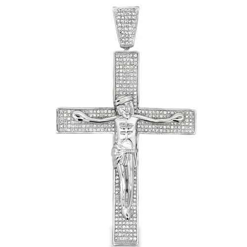 Jesus Crucifix Cross CZ Iced Out Pendant