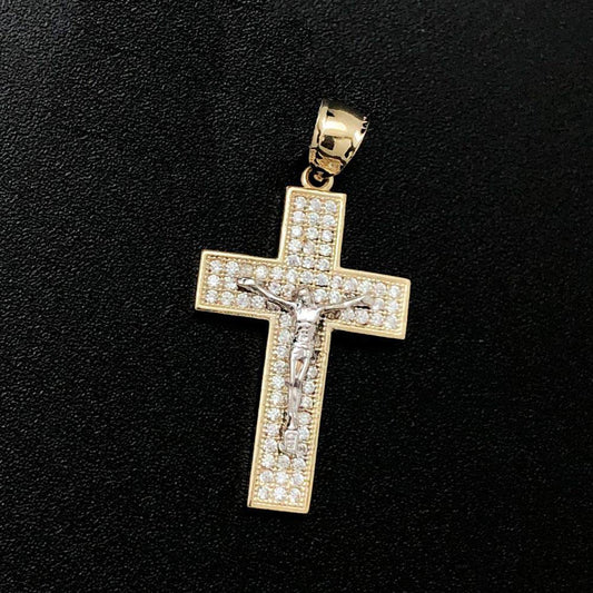 Jesus Crucifix Small CZ 10K Yellow Gold Pendant