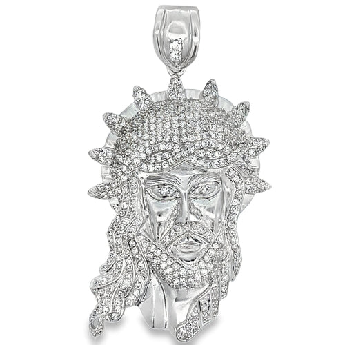 Jesus Face CZ Halo Iced Out Pendant