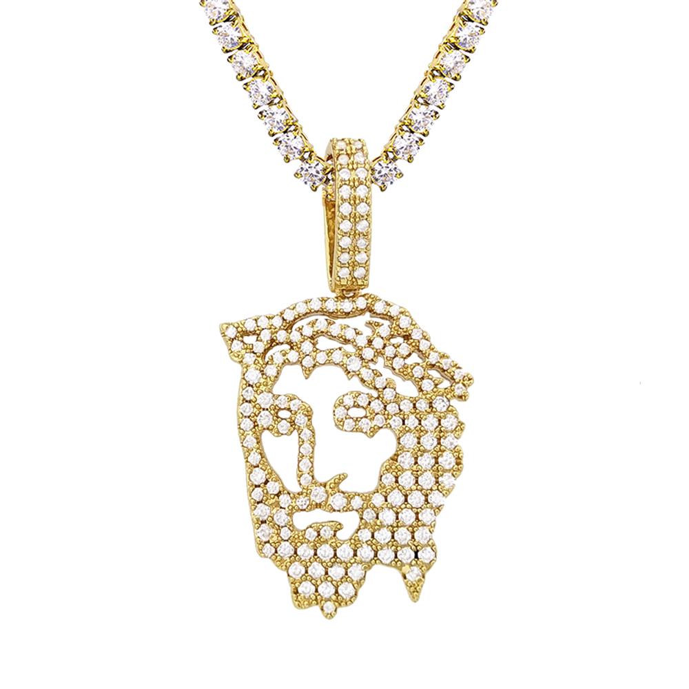 Jesus Face Outline Hip Hop Bling Bling Pendant