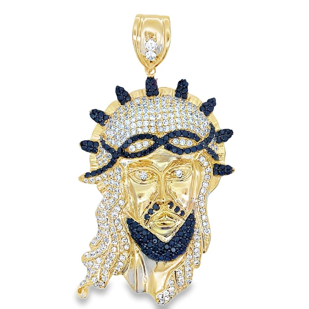 Jesus Halo Crown Gold CZ Iced Out Pendant