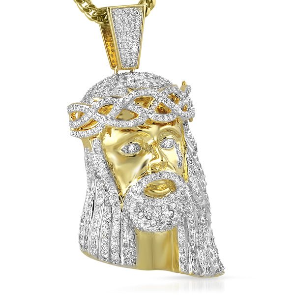 Jesus Large VVS Moissanite Pendant .925 Sterling Silver