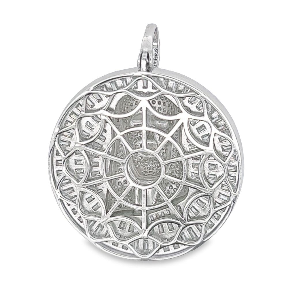 Jesus Medallion Baguette VVS Moissanite Pendant 7.41cttw .925 Sterling Silver